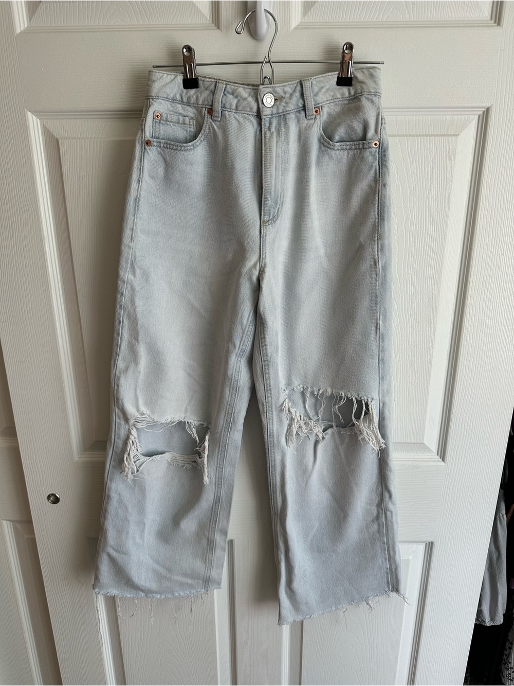 Garage Light Blue Distressed Straight-Leg Jeans